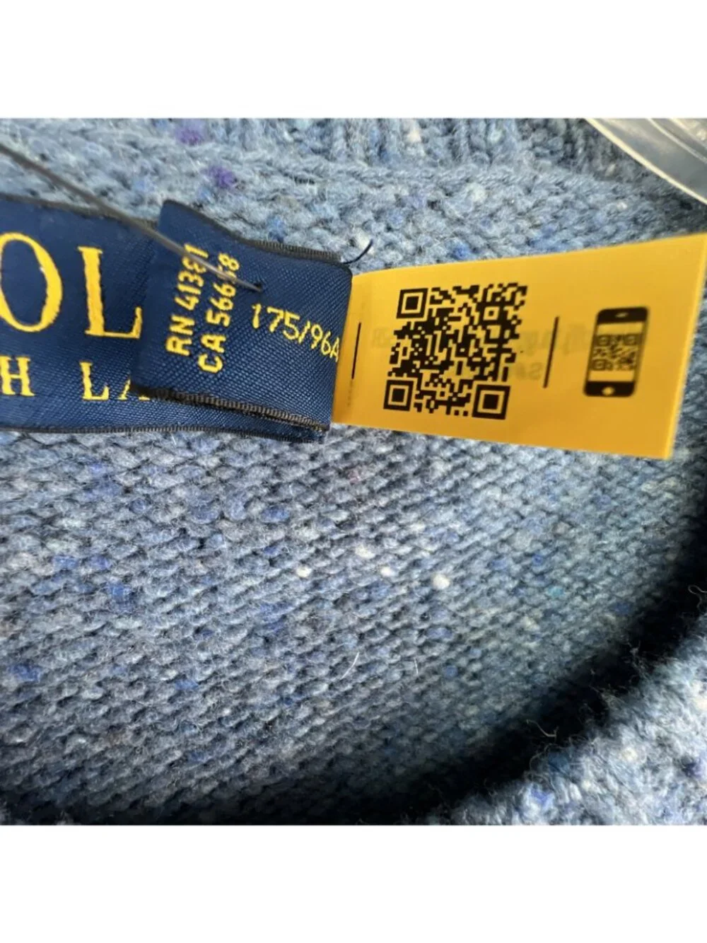 Polo Ralph Lauren Size M Blue Wool Blend Speckled Crewneck Sweater Mens